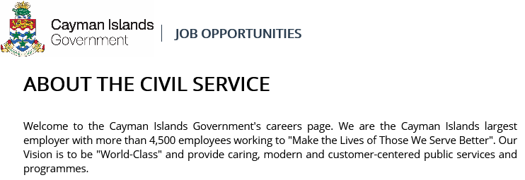 Cayman Islands Governement Job