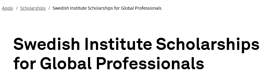 Swedish Institute Scholarships for Global Professionals
