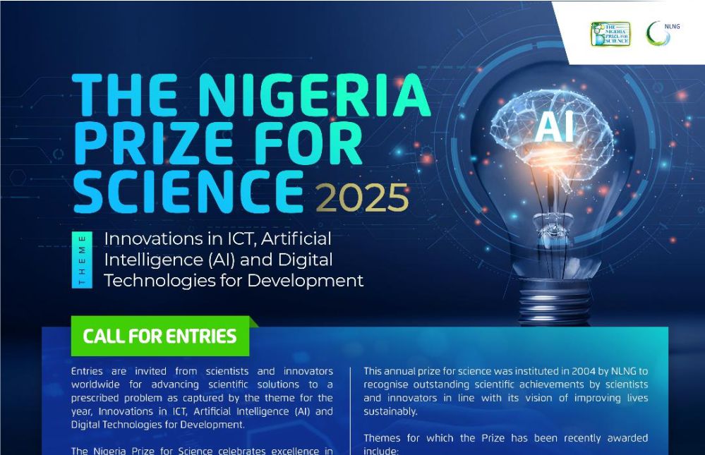 Nigeria LNG (NLNG) Limited Prize for Science 2025 to win $100,000 Cash