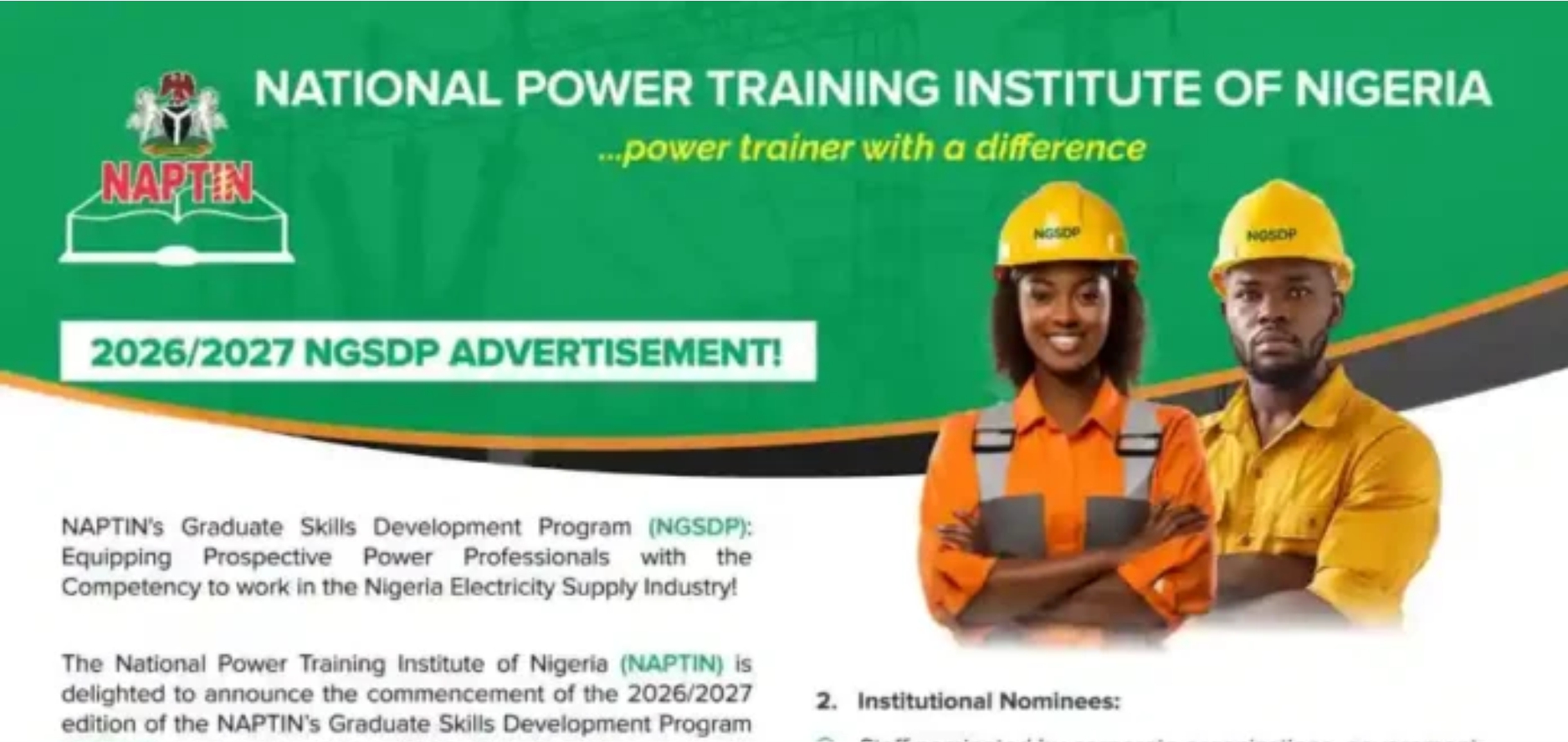 NAPTIN’s Graduate Skills Development Program