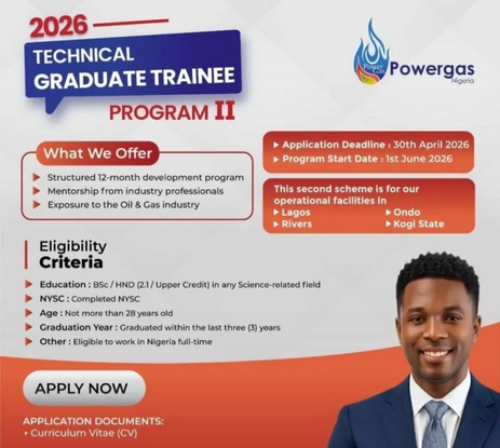 Powergas Nigeria 2026 Graduate Trainee Programme GTP II (Technical)