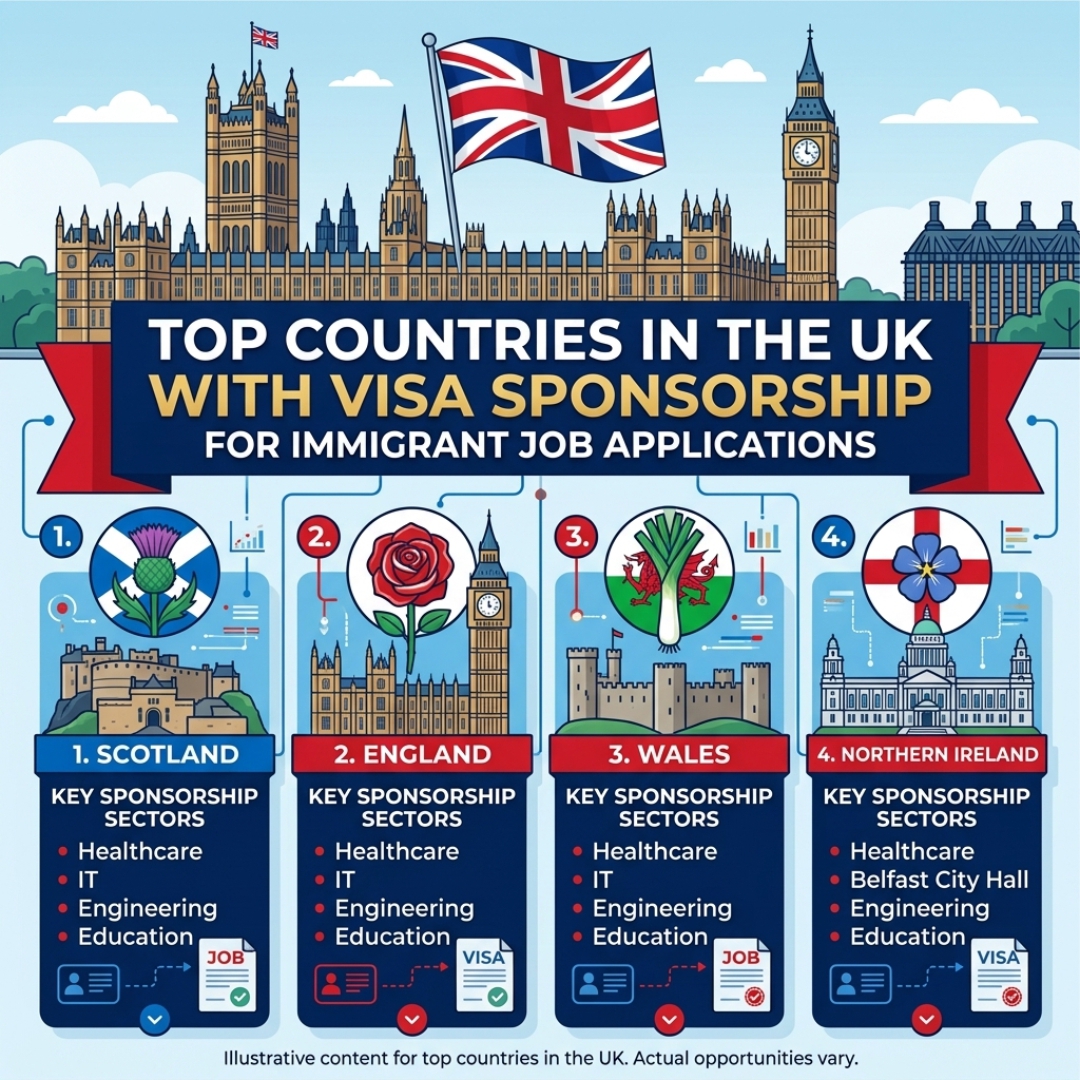 Top Countries in the UK with VISA Sponsorship for Immigrant Job Applications